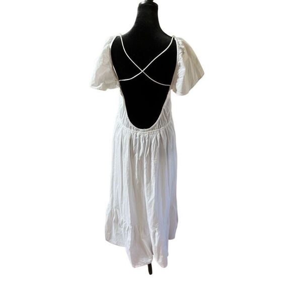 Zara Crochet Linen Maxi Dress Low Back Flutter Sleeve Women’s XL - Picture 9 of 16